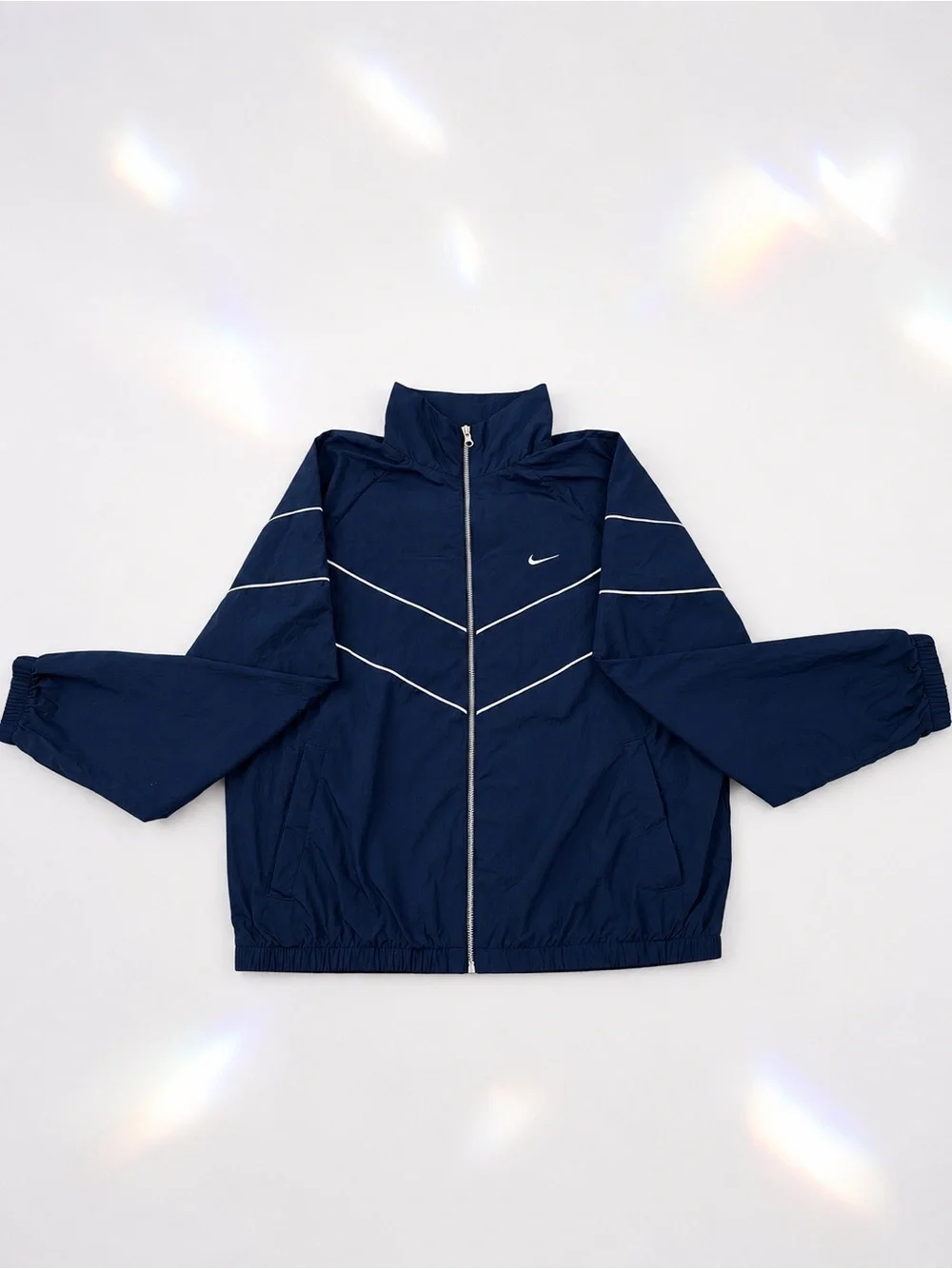 Nike Navy Blue UV windbreaker women’s jacket-retro 90s Style Y2K Sportswear LG